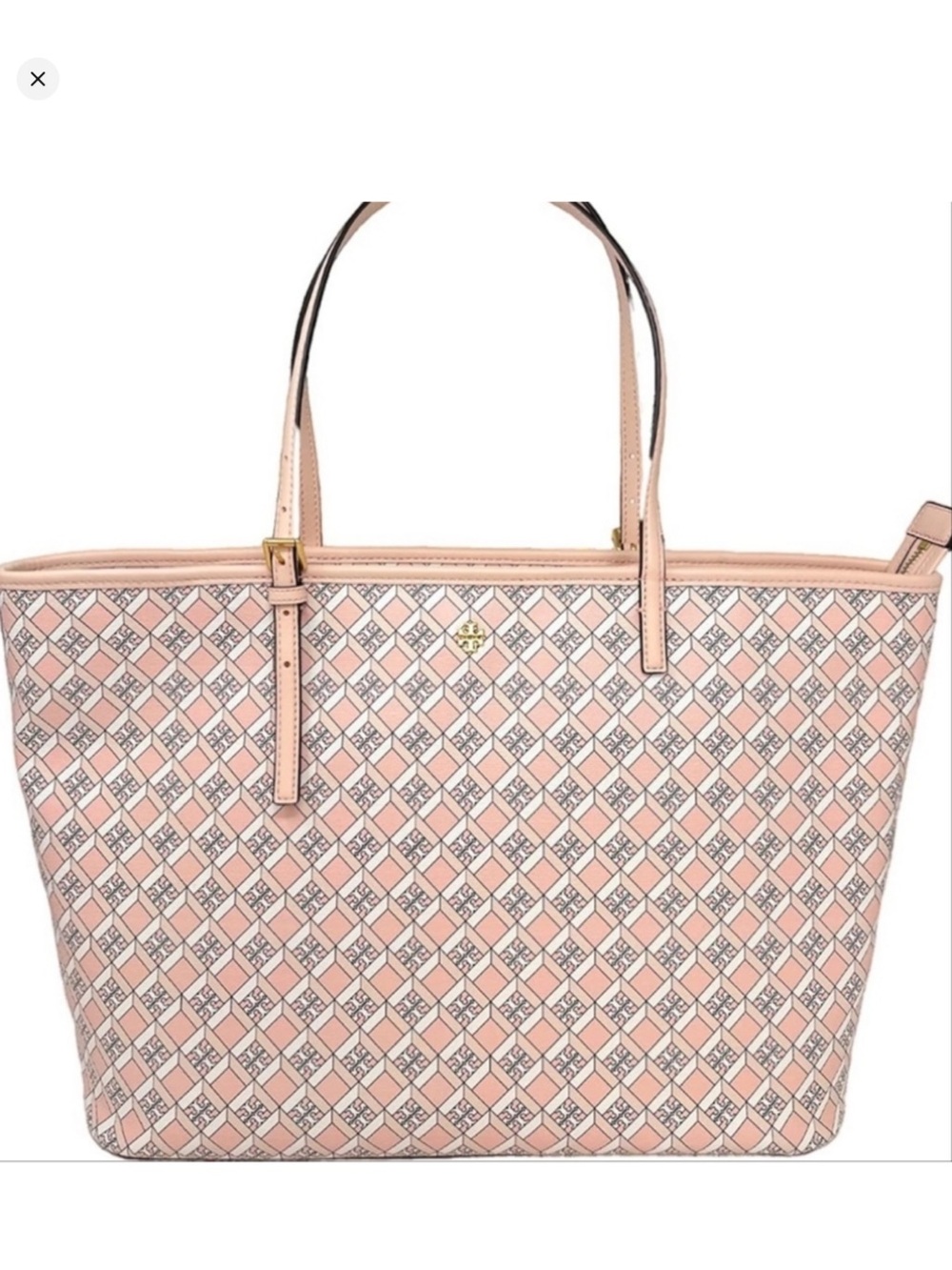 NWT TORY BURCH Geo Logo Top Zip Large Tote Pink